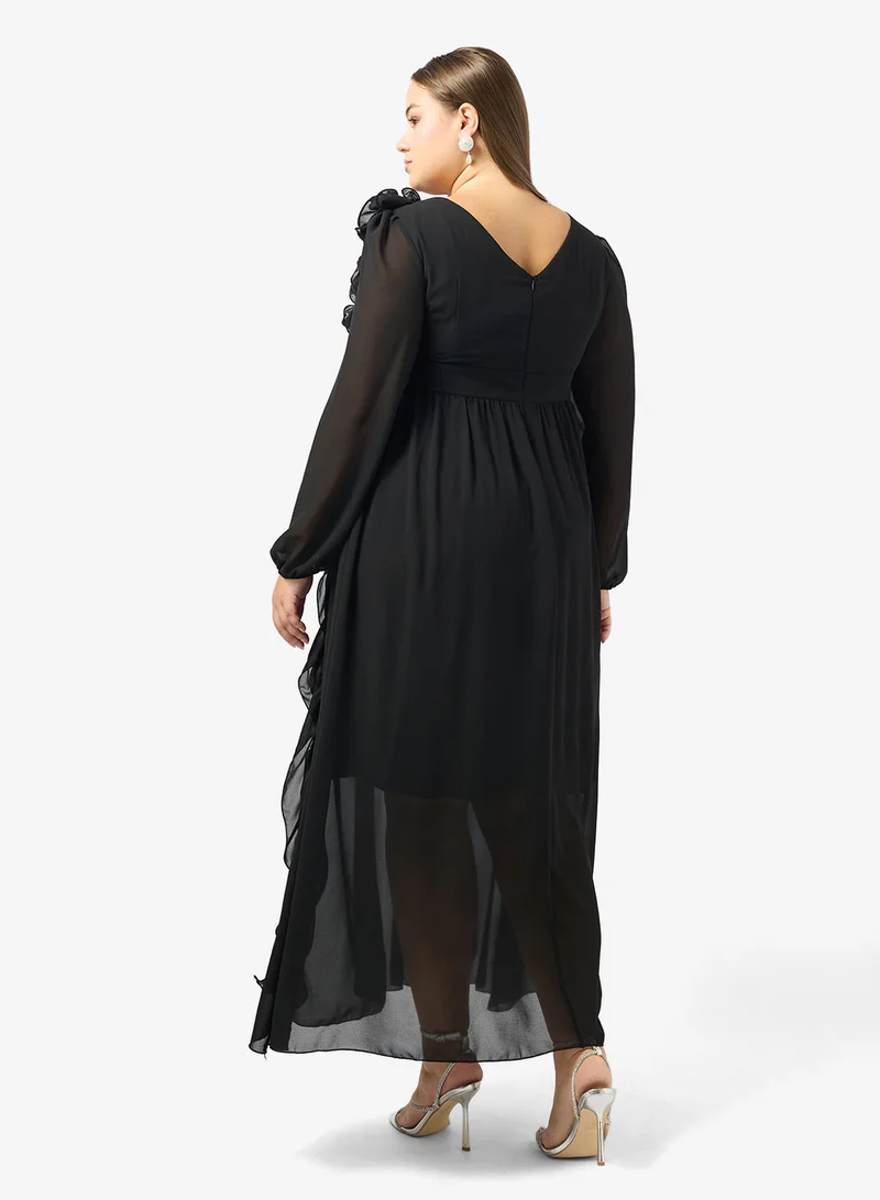 Ella Plus Plus Size A-line Dress with Floral Trail